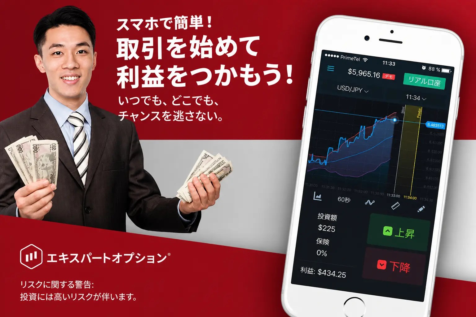 ExpertOption スマホで取引